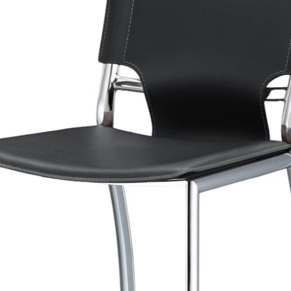 Set of Two 25" Gray and Silver Faux Leather and Metal Low Back Counter Height Bar Chairs - Image 4