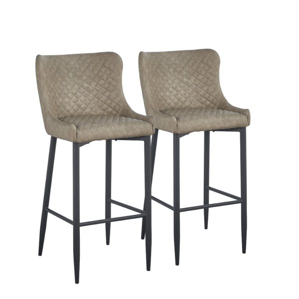 Set of Two 26" Gray and Black Faux Leather and Metal Low Back Counter Height Bar Chairs - Image 2