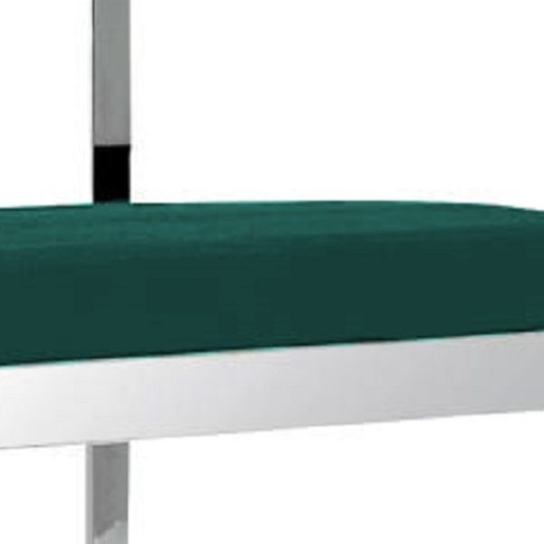 26" Green And Silver Velvet And Stainless Steel Low Back Counter Height Bar Chair - Image 4