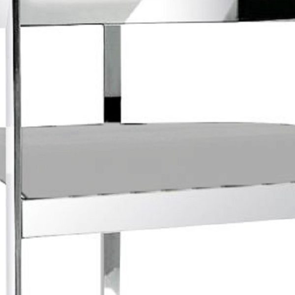 26" Gray And Silver Velvet And Stainless Steel Low Back Counter Height Bar Chair - Image 4