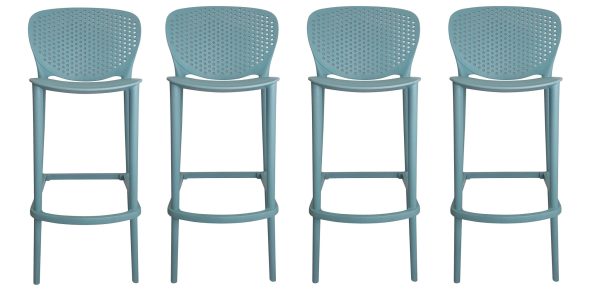 Set of Four 26" Green Heavy Duty Plastic Low Back Counter Height Bar Chairs - Image 2