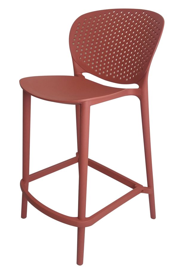 Set of Four 26" Orange Heavy Duty Plastic Low Back Counter Height Bar Chairs - Image 3