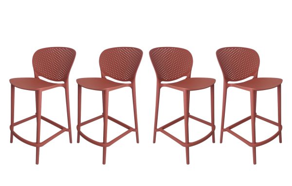 Set of Four 26" Orange Heavy Duty Plastic Low Back Counter Height Bar Chairs - Image 2