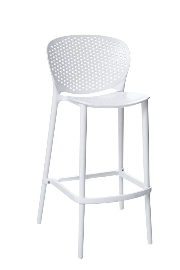 Set of Four 26" White Heavy Duty Plastic Low Back Counter Height Bar Chairs - Image 3