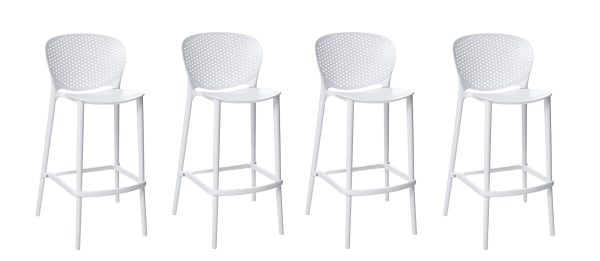 Set of Four 26" White Heavy Duty Plastic Low Back Counter Height Bar Chairs - Image 2