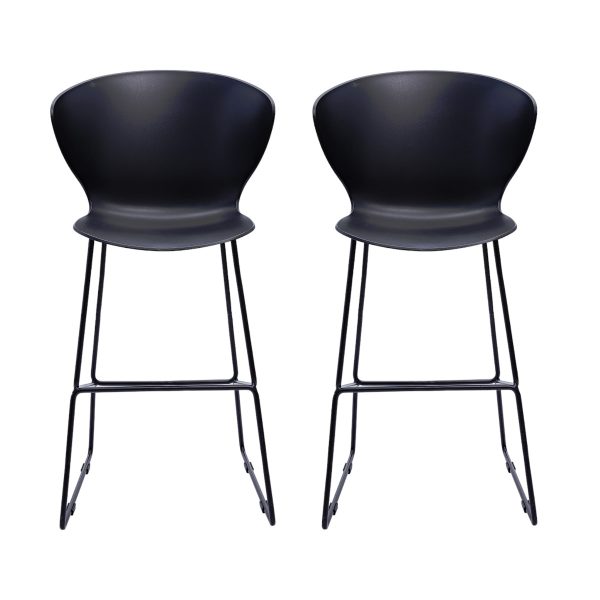 Set of Two 26" Black Low Back Counter Height Bar Chairs - Image 2