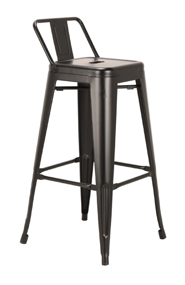 Set of Four 26" Black Metal Low Back Counter Height Bar Chairs - Image 3