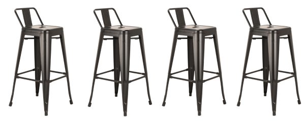 Set of Four 26" Black Metal Low Back Counter Height Bar Chairs - Image 2