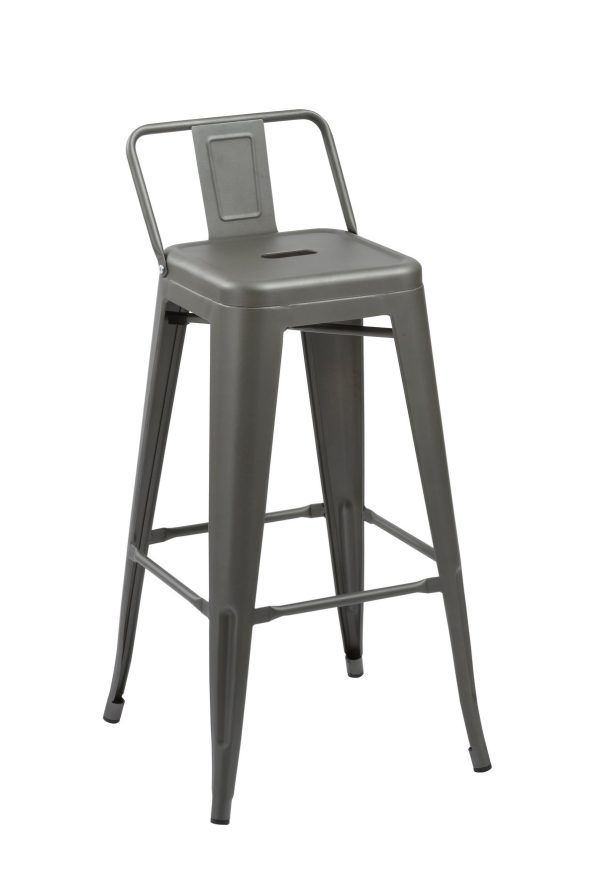 Set of Four 26" Gray Metal Low Back Counter Height Bar Chairs - Image 3