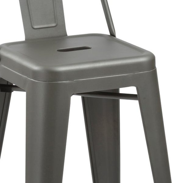 Set of Four 26" Gray Metal Low Back Counter Height Bar Chairs - Image 4