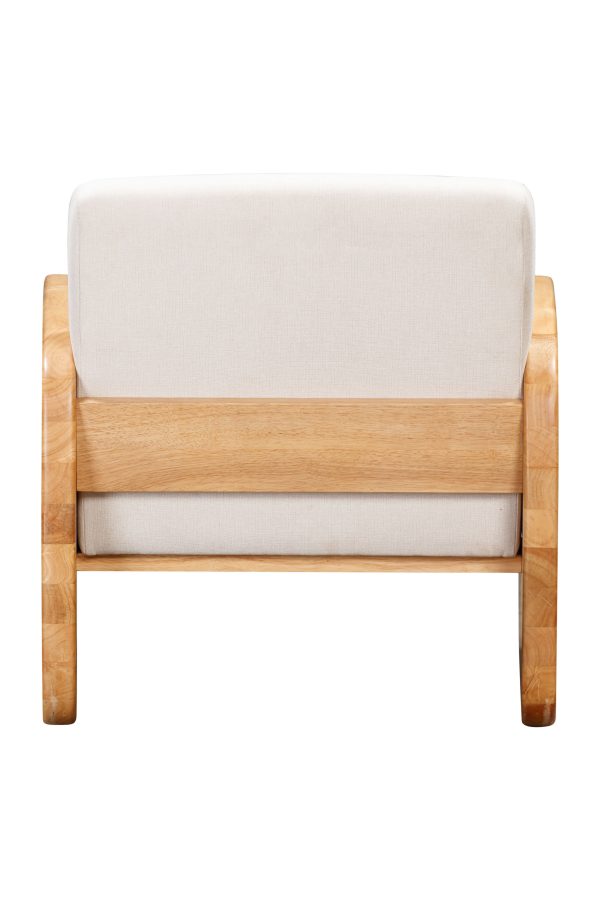 24" White And Natural Linen And Wood Arm Chair - Image 4