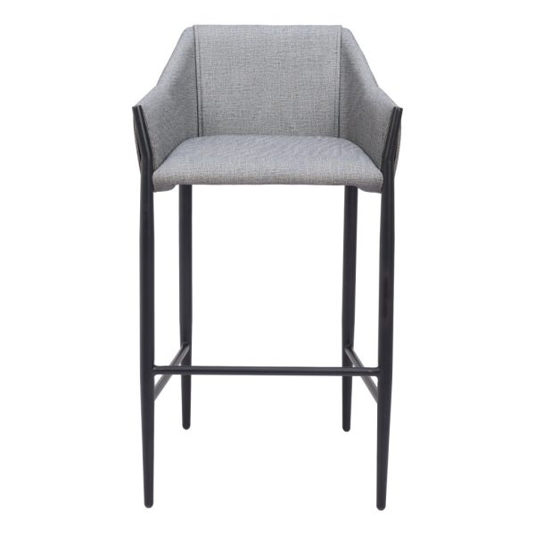 30" Slate Gray And Black Fabric And Steel Bar Height Bar Chair - Image 2