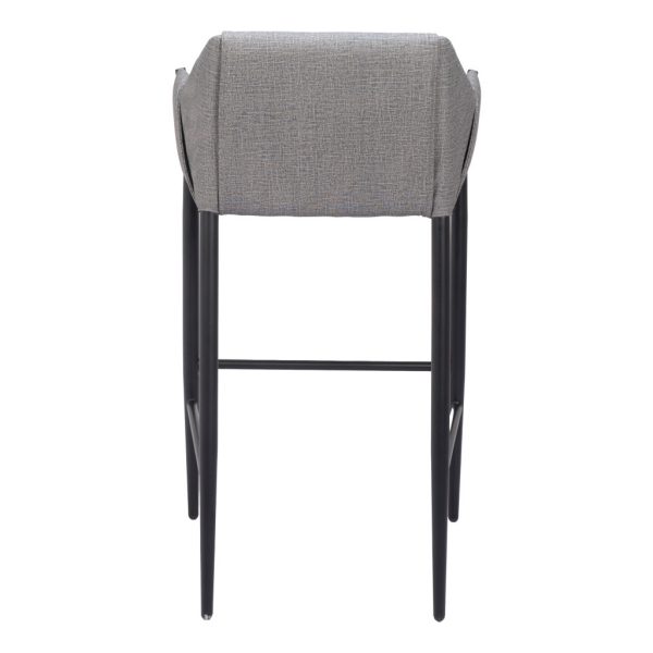 30" Slate Gray And Black Fabric And Steel Bar Height Bar Chair - Image 4