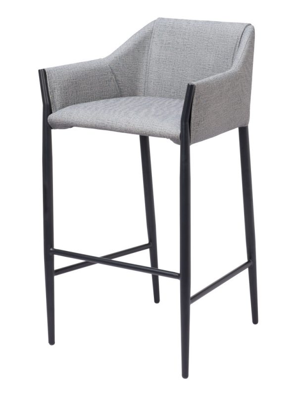 30" Slate Gray And Black Fabric And Steel Bar Height Bar Chair - Image 3