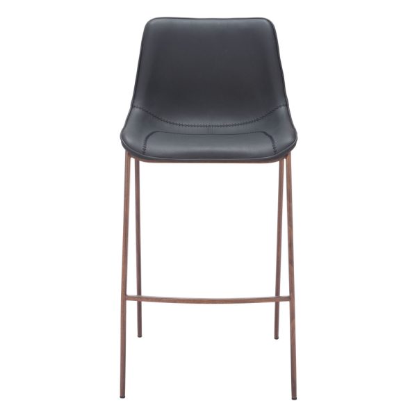 Set of Two 30" Black And Brown Faux Leather And Steel Bar Height Bar Chairs - Image 4