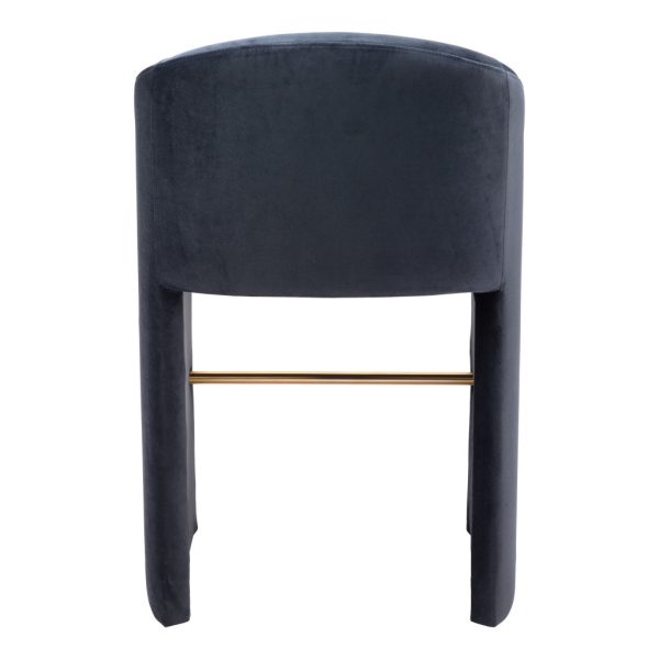 30" Gray And Gold Velvet And Steel Low Back Bar Height Bar Chair - Image 4