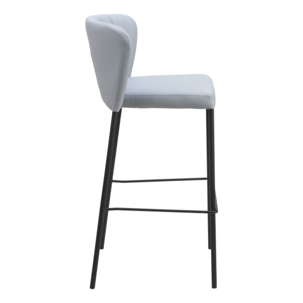 Set of Two 29" Gray And Black Faux Leather And Steel Bar Height Bar Chairs - Image 4
