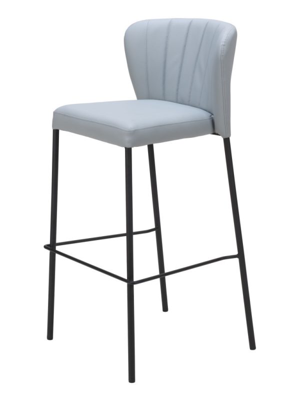 Set of Two 29" Gray And Black Faux Leather And Steel Bar Height Bar Chairs - Image 3