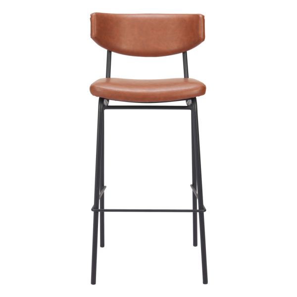 Set of Two 26" Brown And Black Faux Leather And Steel Counter Height Bar Chairs - Image 4