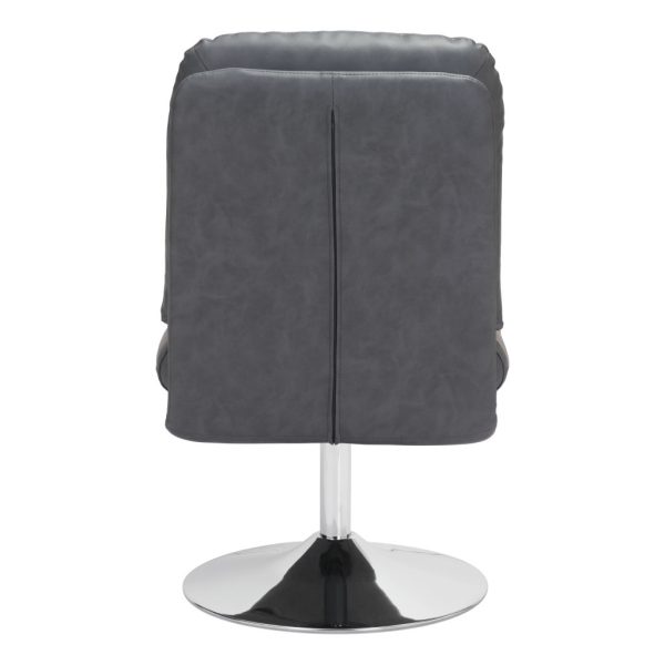 22" Gray And Silver Faux Leather Side Chair - Image 4