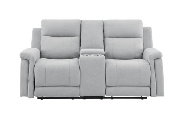 71" Light Gray Power Reclining Loveseat With Storage - Image 2