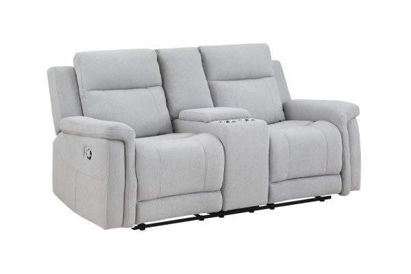 71" Light Gray Power Reclining Loveseat With Storage - Image 3