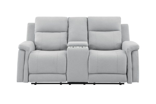 71" Light Gray Power Reclining Loveseat With Storage - Image 4