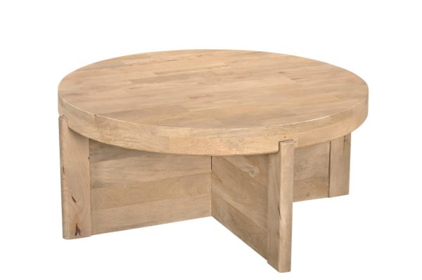 36" Natural Solid Wood Round Coffee Table - Image 2