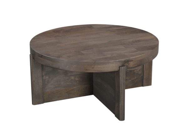 36" Brown Solid Wood Round Coffee Table - Image 2