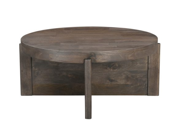 36" Brown Solid Wood Round Coffee Table - Image 3